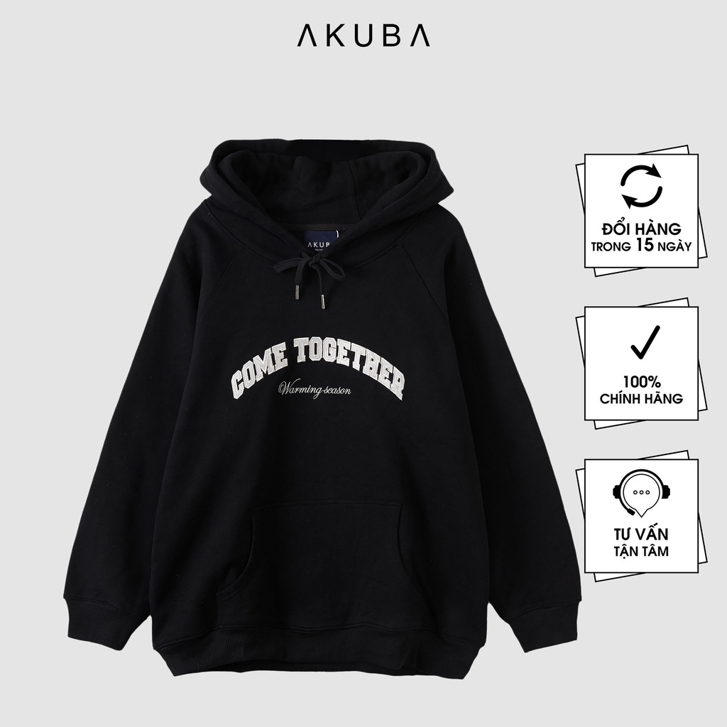 [TRỢ GIÁ] Áo khoác hoodie nam AKUBA in chữ, form oversize, chất liệu dày dặn, bền màu 01J0113