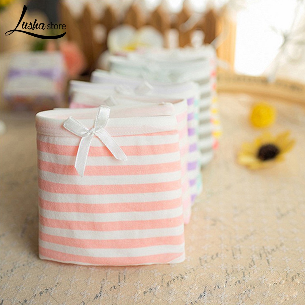 Lushastore Quần Lót cotton Mềm Mại Kẻ Sọc Ngang Đính Nơ Cho Nữ
