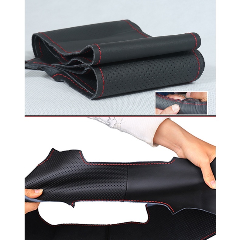 Vỏ Bọc Vô Lăng Bằng Da pu Màu Đen Thêu Tay Cho mitsubishi outlander 2013 2014 mirage 2014 asx l200 2015 2016