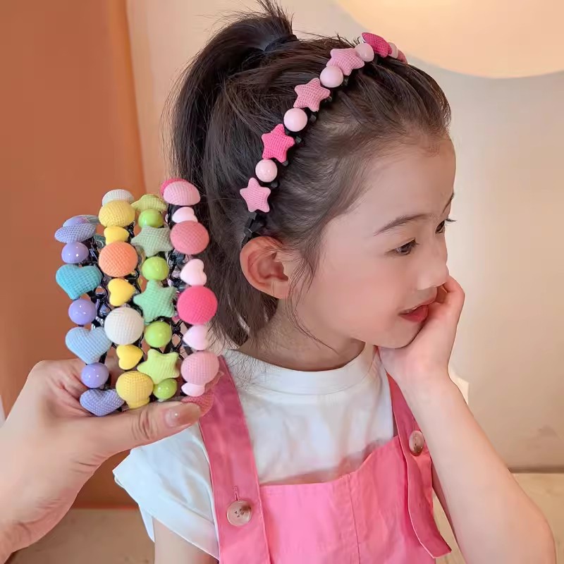 Băng Đô Cài Tóc Chống Trượt Màu Kẹo Ngọt Họa Tiết Hoạt Hình Dễ Thương Cho Bé Gái