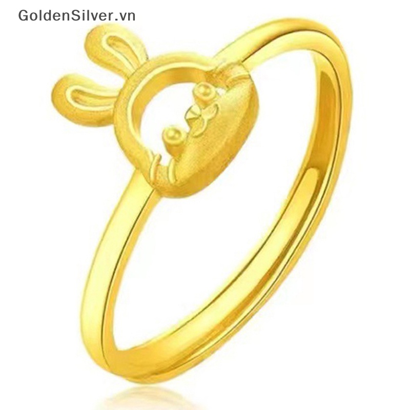 Nhẫn Hình Thỏ Vàng Bạc Hoạt Hình Dễ Thương Có Thể Điều Chỉnh Làm Quà Tặng Cho Bé Gái vn