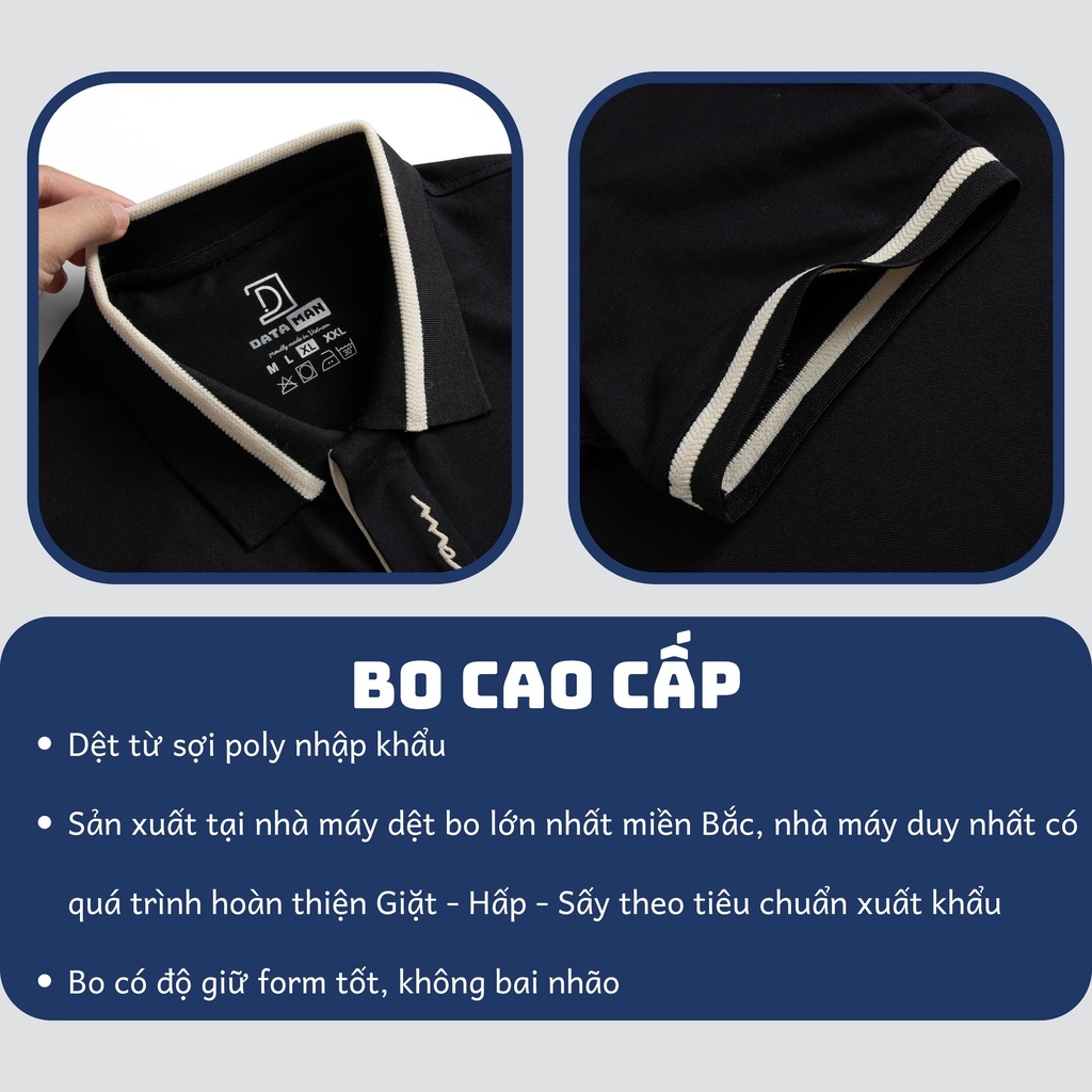 Áo Polo Nam DATAMAN cổ bẻ thêu nẹp, vải cá sấu CVC cao cấp, nam tính, trẻ trung, thanh lịch - PLV2305