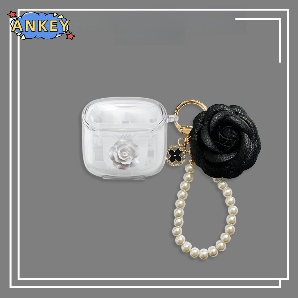 Case For JBL Tune Flex Buds Beam 225 220 Earphone Silicone Case Gift Flower Transparent Earbuds Waterproof Shockproof Soft Protective Headphone Cover Headset Skin with Hook