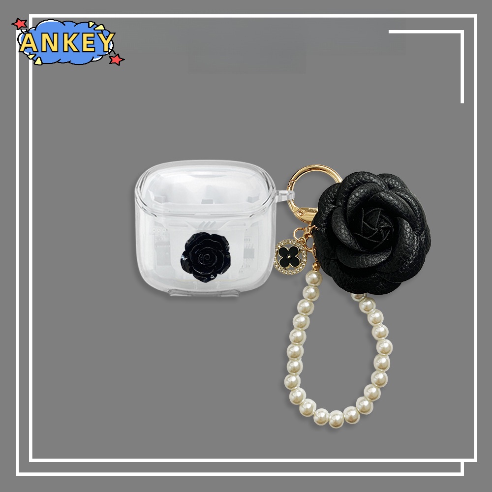 Case For JBL Tune Flex Buds Beam 225 220 Earphone Silicone Case Gift Flower Transparent Earbuds Waterproof Shockproof Soft Protective Headphone Cover Headset Skin with Hook