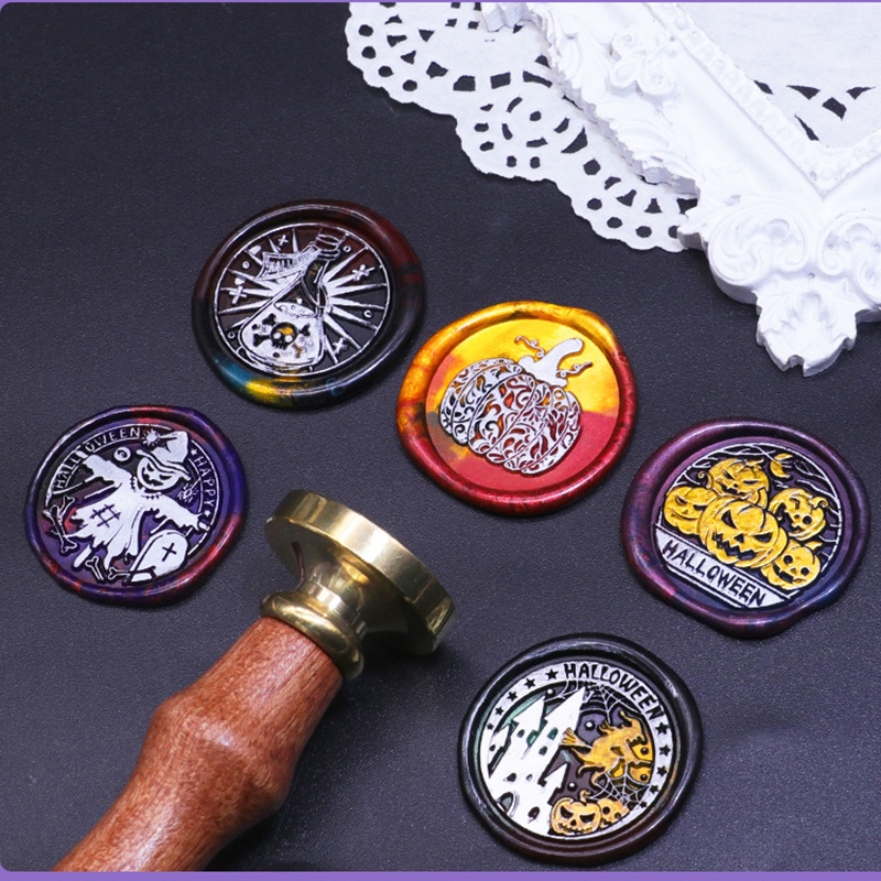 Halloween loạt sáp niêm phong tem bí ngô niêm phong sáp tem thẻ đầu phong bì thiệp mời đám cưới scrapbook