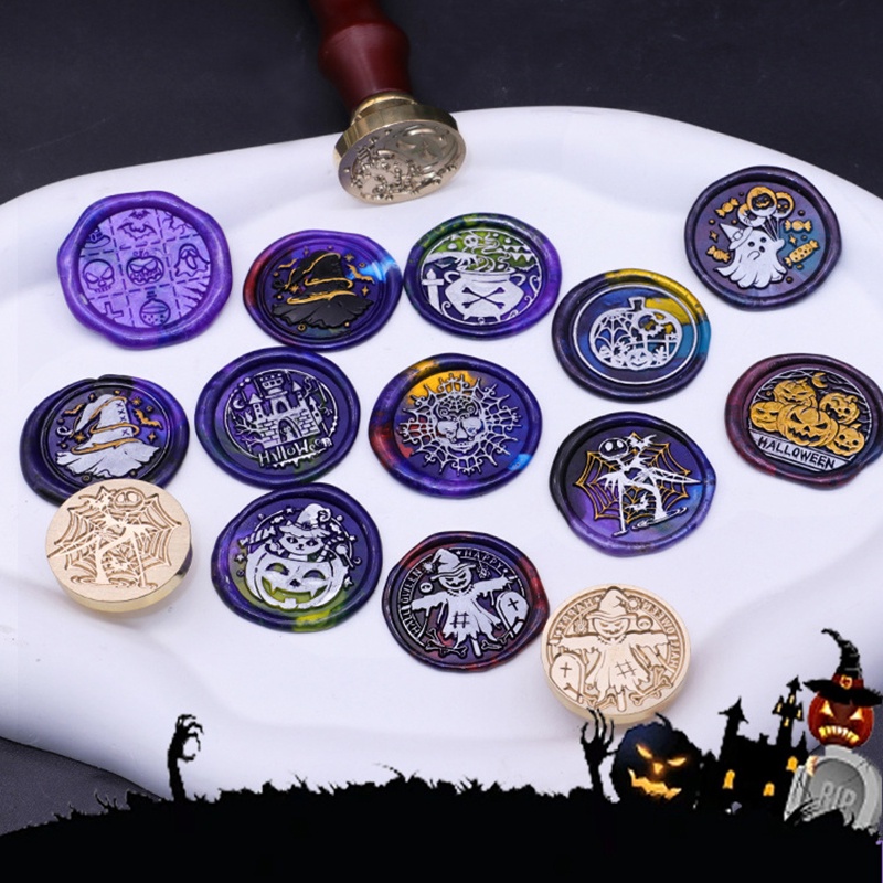 Halloween loạt sáp niêm phong tem bí ngô niêm phong sáp tem thẻ đầu phong bì thiệp mời đám cưới scrapbook