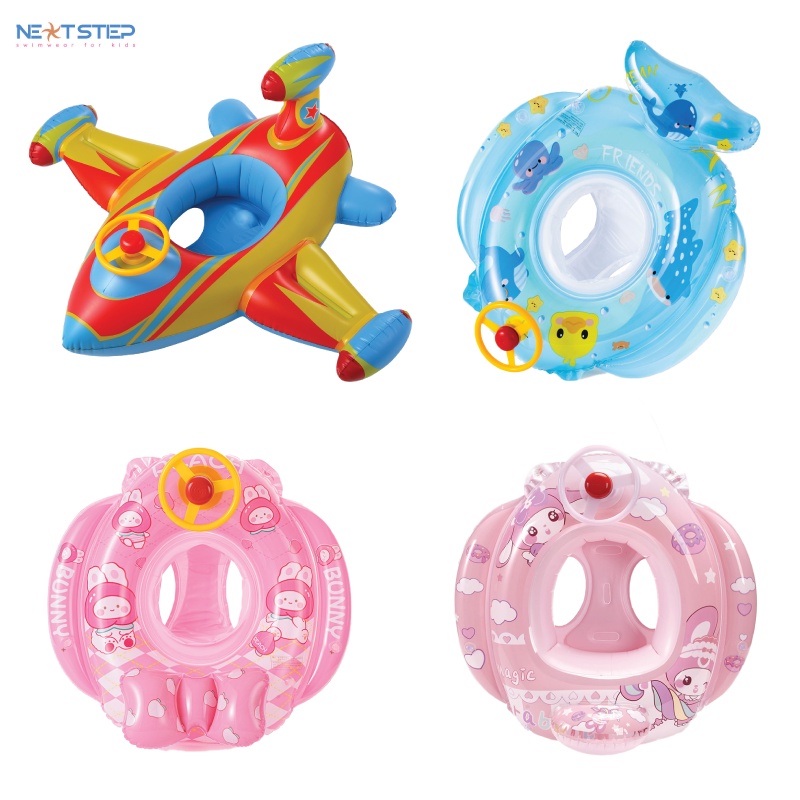 Phao bơi xỏ chân cho bé trai và bé gái có bánh lái họa tiết nghộ nghĩnh phù hợp cho bé từ 1 tuổi đến 6 tuổi