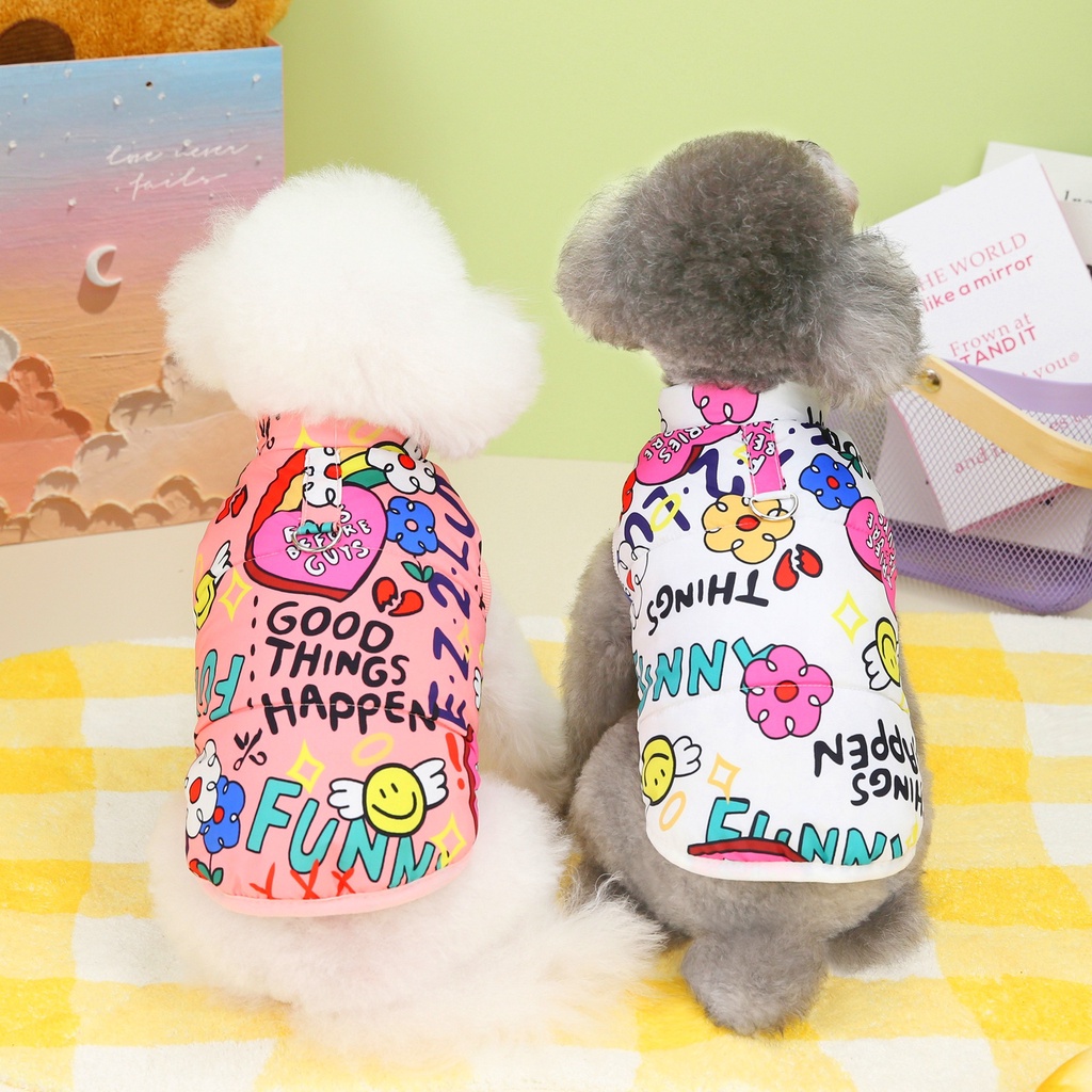 Áo Khoác Giữ Ấm Cho Thú Cưng Bằng Vải cotton Dày Nhiều Màu Thời Trang Thu Đông