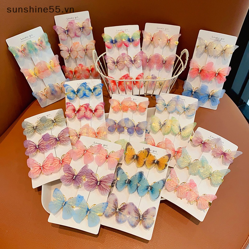 Set 6 Kẹp Tóc Hình Bướm Nhiều Màu Sắc Ngọt Ngào Cho Bé Gái vn