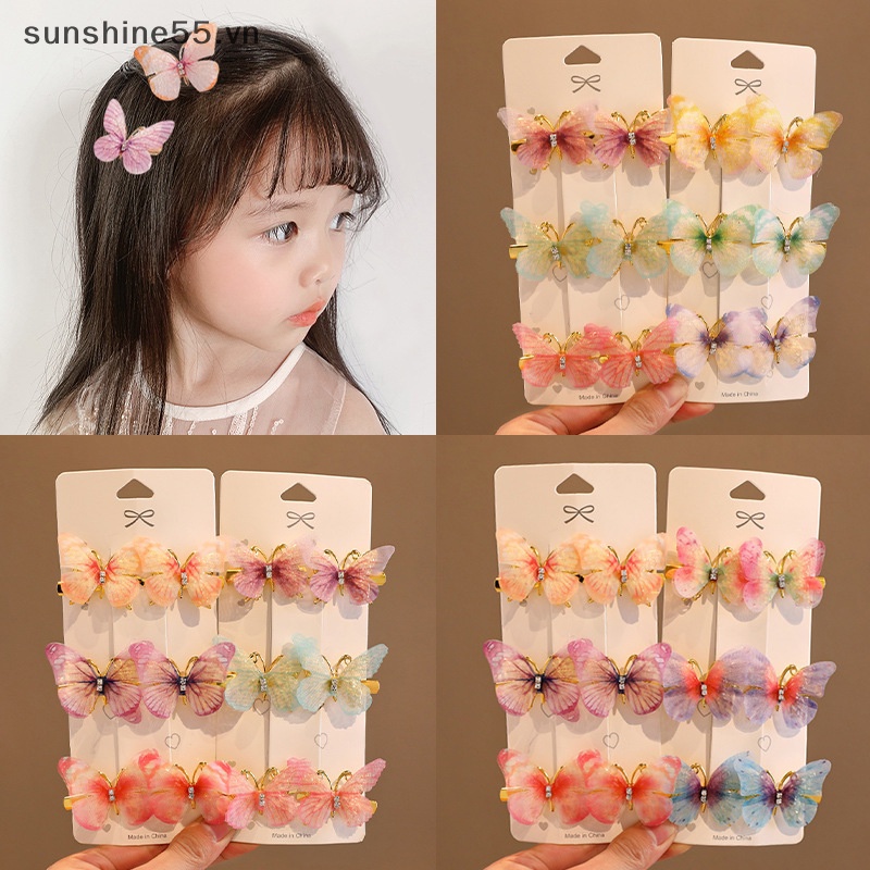 Set 6 Kẹp Tóc Hình Bướm Nhiều Màu Sắc Ngọt Ngào Cho Bé Gái vn