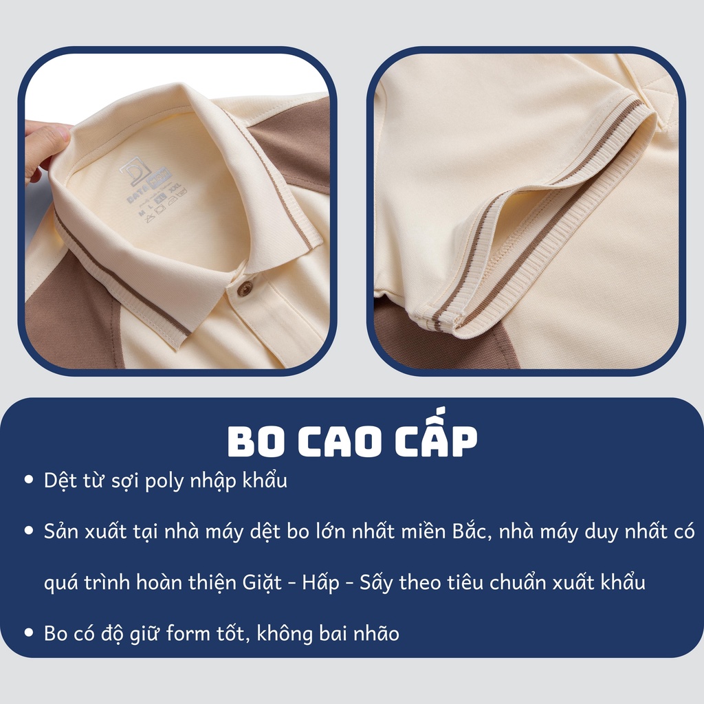 Áo Polo Nam DATAMAN phối màu, tay ngắn, vải cá sấu CVC cao cấp, nam tính, trẻ trung, thanh lịch - PLV2306