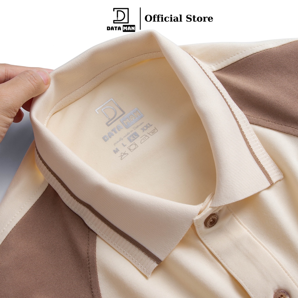 Áo Polo Nam DATAMAN phối màu, tay ngắn, vải cá sấu CVC cao cấp, nam tính, trẻ trung, thanh lịch - PLV2306