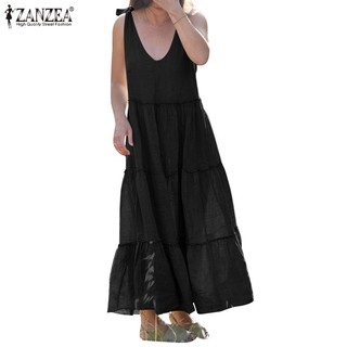 Zanzea Đầm Nữ Cộc Tay Cổ Chữ v Nhiều Tầng Thời Trang vintage