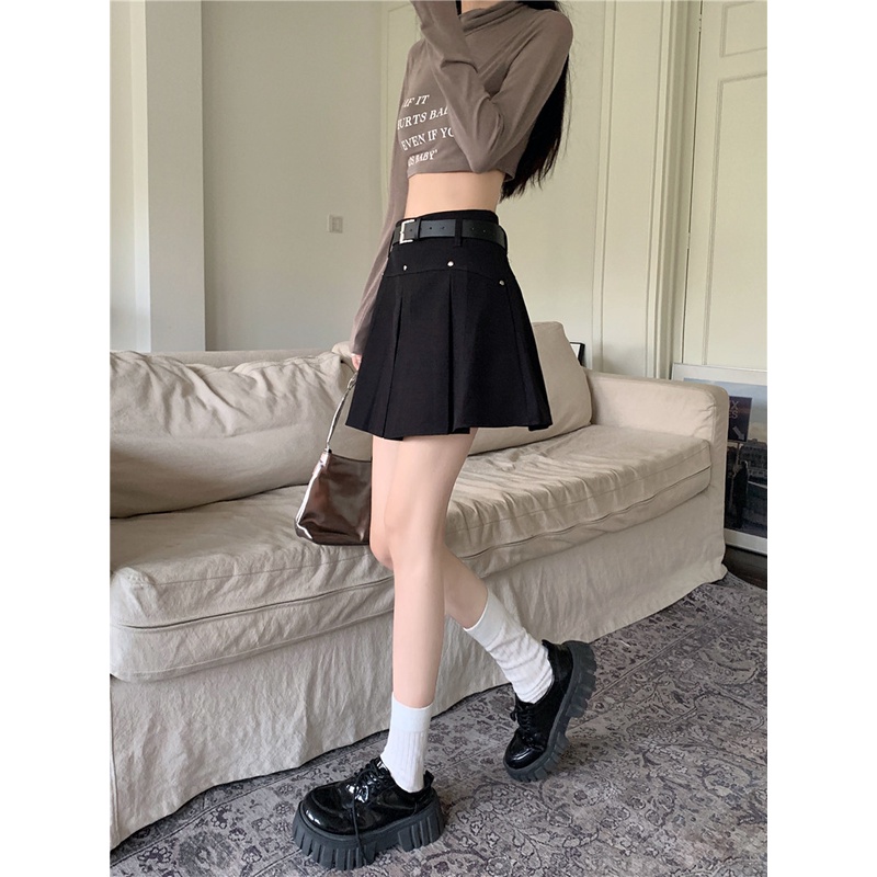 Chân Váy Chữ a Lưng Cao Xếp Ly Thời Trang Mùa Thu Mới Cho Nữ