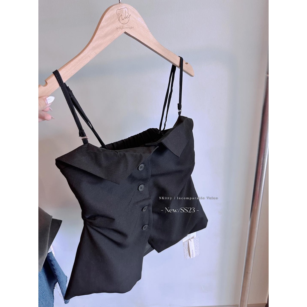 Áo ka.ki 2 dây hàng nút giả ve.st wg.we