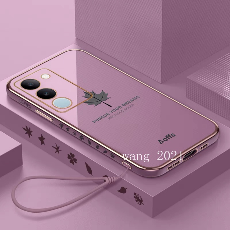 Phù Hợp Ốp Điện Thoại Silicon Mềm Mạ Điện Chống Rơi Hình Lá Phong Cho vivo v29 5g vivo v29e v29 pro 5g 2023 vivov29 5g