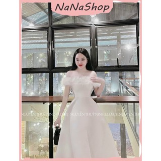 [New Sales 2024] Đầm váy nữ phối lông dáng xòe chất tapta cao cấp có mút ngực phù hợp đi chơi