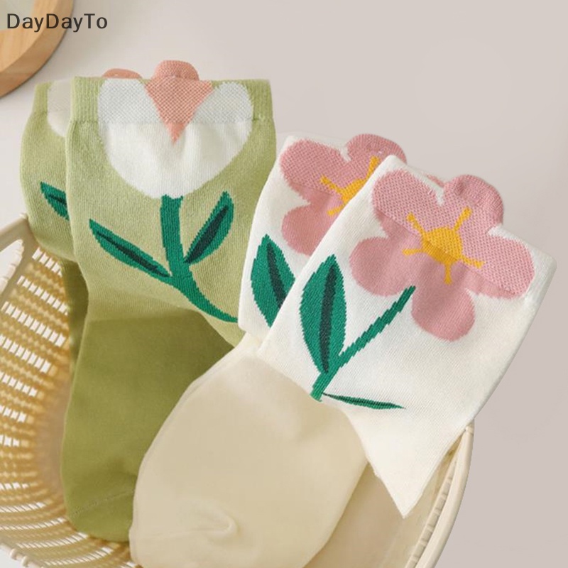 Vớ cotton Cổ Cao Thoáng Khí In Họa Tiết Hoa Hoạt Hình Phong Cách Nhật Bản Thời Trang Cho Nữ