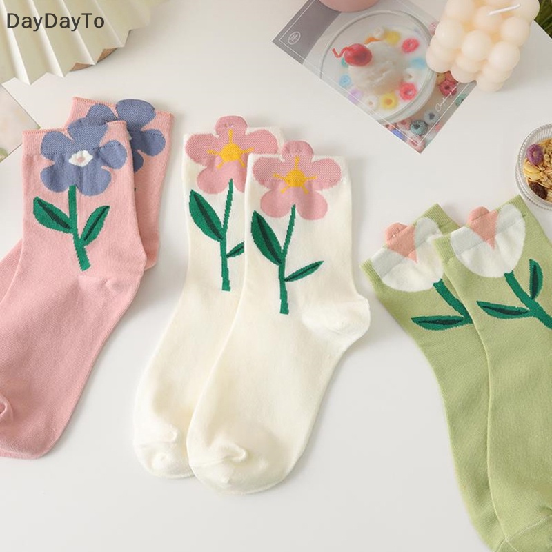 Vớ cotton Cổ Cao Thoáng Khí In Họa Tiết Hoa Hoạt Hình Phong Cách Nhật Bản Thời Trang Cho Nữ