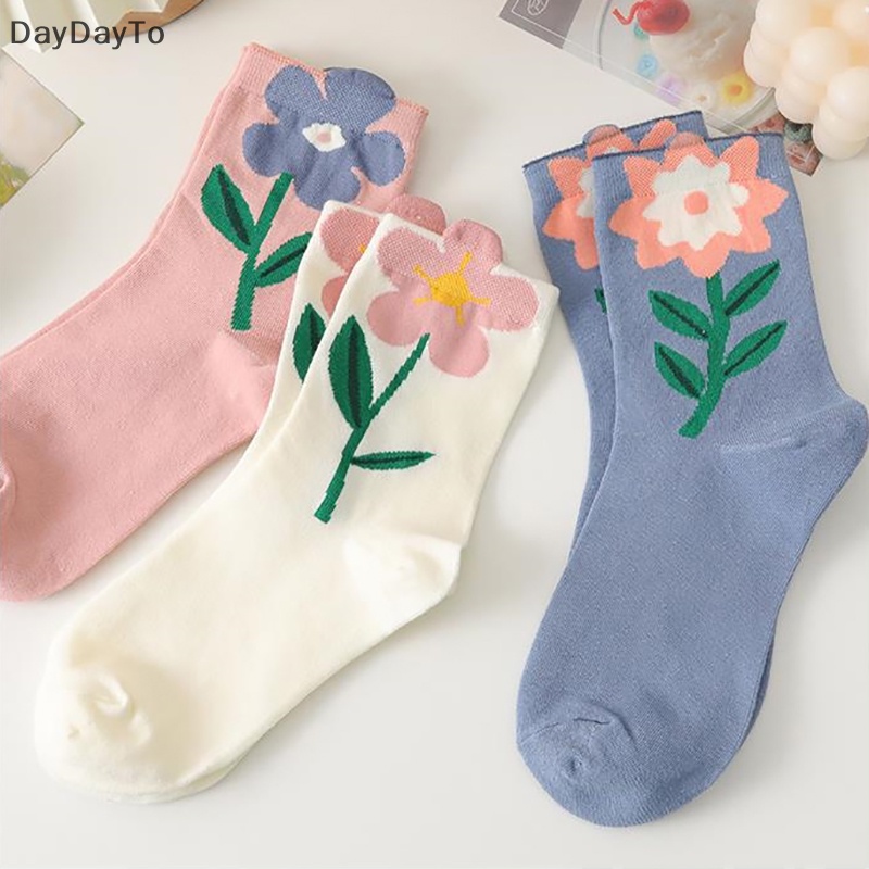 Vớ cotton Cổ Cao Thoáng Khí In Họa Tiết Hoa Hoạt Hình Phong Cách Nhật Bản Thời Trang Cho Nữ
