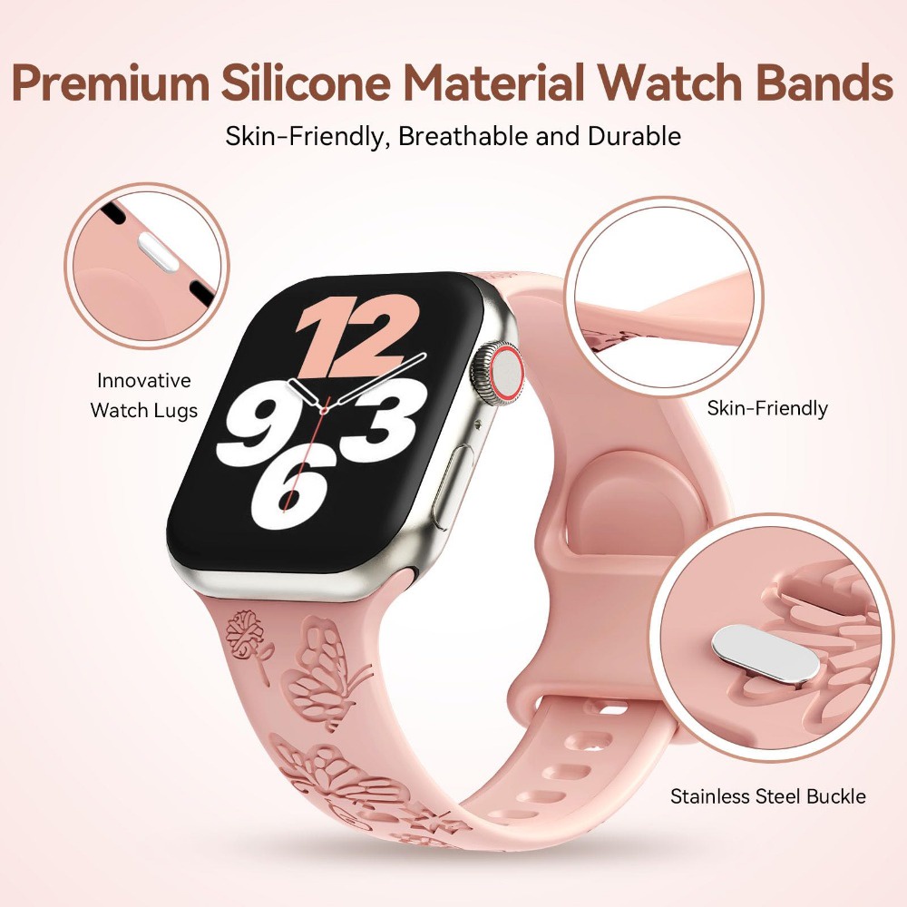 Dây Đeo Đồng Hồ Bằng silicone Hình Bướm Cho apple watch series 8 7 6 5 4 3 se ultra 49mm iwatch 44mm 45mm 41mm 42 38 / 40mm