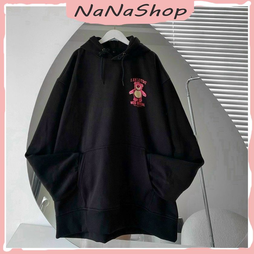 [New Sales 2024] Áo Hoddie Nỉ Bông Tròng Đầu In Chữ I AM LOTSO Kèm Hình Gấu Màu Hồng