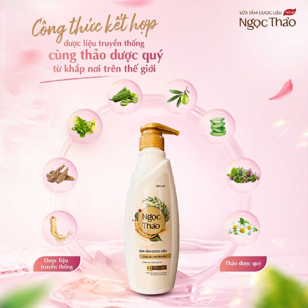 Sữa tắm dược liệu Ngọc Thảo _ Chăm sóc chuyên sâu, 500nl, 300ml