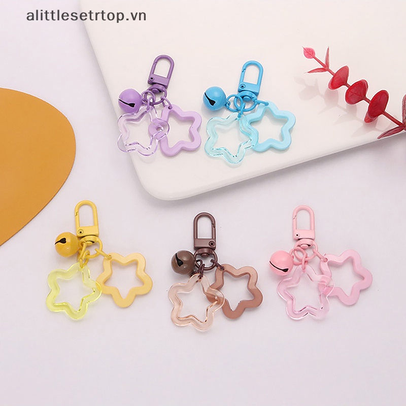 Alittlesetrtop Móc Chìa Khóa Hình Ngôi Sao Năm Cánh Màu Kẹo Thanh Lịch Treo Túi Xách / Xe Hơi Cho Nữ