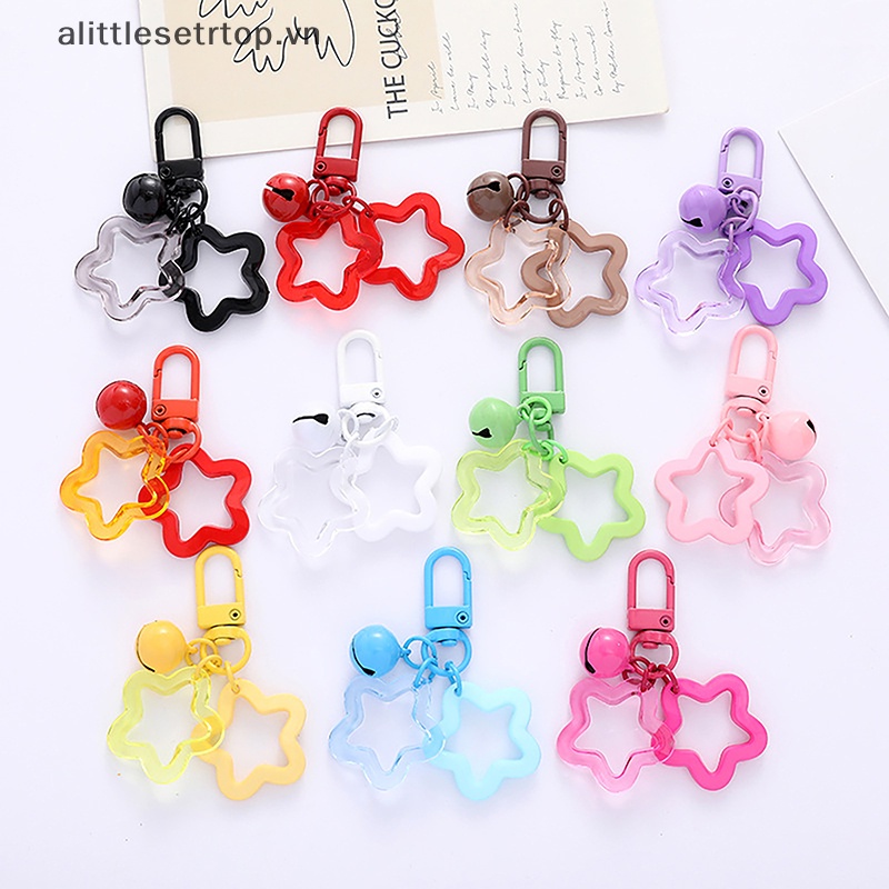 Alittlesetrtop Móc Chìa Khóa Hình Ngôi Sao Năm Cánh Màu Kẹo Thanh Lịch Treo Túi Xách / Xe Hơi Cho Nữ
