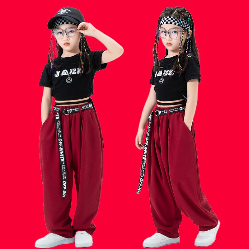 Set Áo Croptop + Quần Dài Phong Cách hip hop Thời Trang Mùa Hè Cho Bé Gái