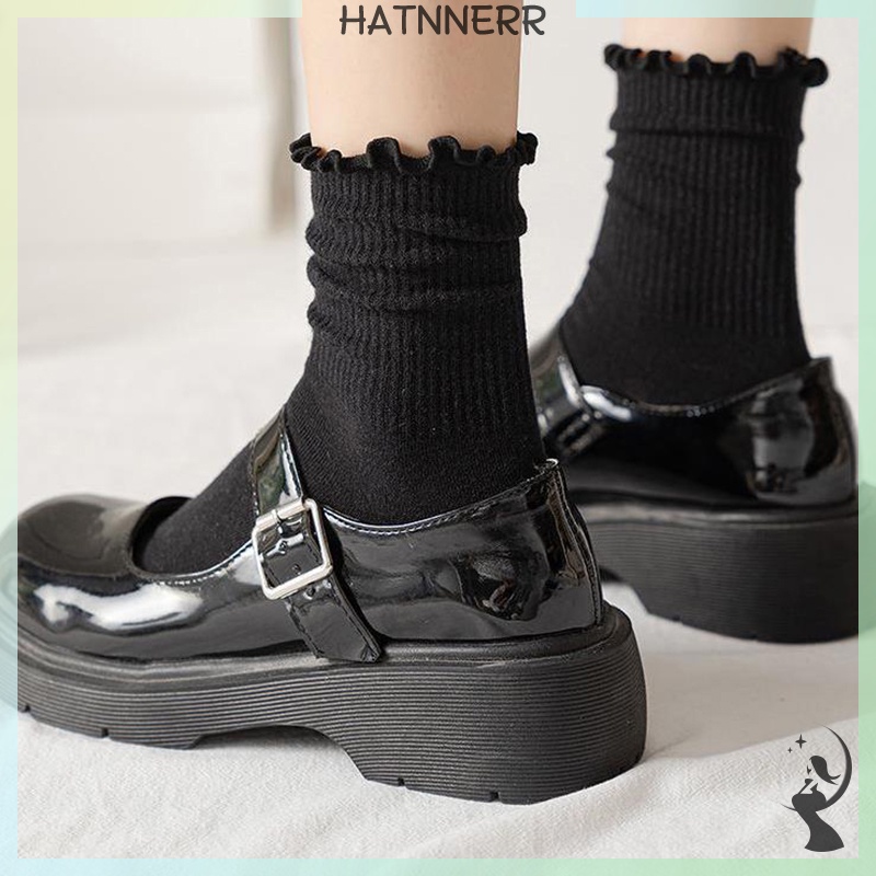 Vớ Dệt Kim Màu Trơn Phối Ren Dễ Thương Thời Trang Xuân Hè Cho Nữ fhs