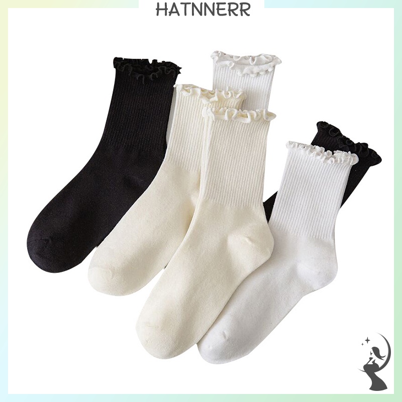 Vớ Dệt Kim Màu Trơn Phối Ren Dễ Thương Thời Trang Xuân Hè Cho Nữ fhs