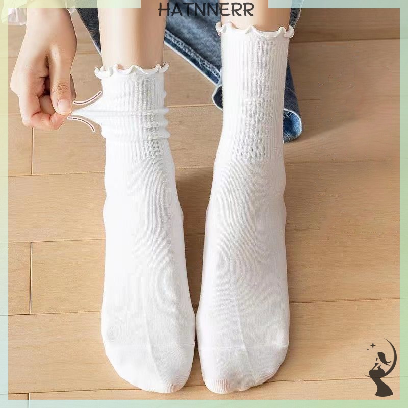 Vớ Dệt Kim Màu Trơn Phối Ren Dễ Thương Thời Trang Xuân Hè Cho Nữ fhs