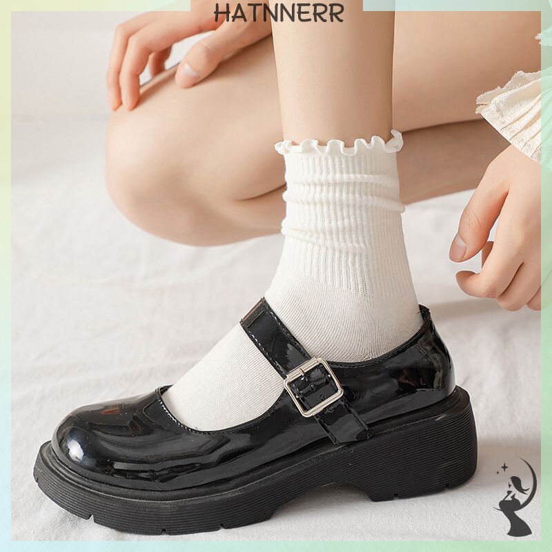 Vớ Dệt Kim Màu Trơn Phối Ren Dễ Thương Thời Trang Xuân Hè Cho Nữ fhs