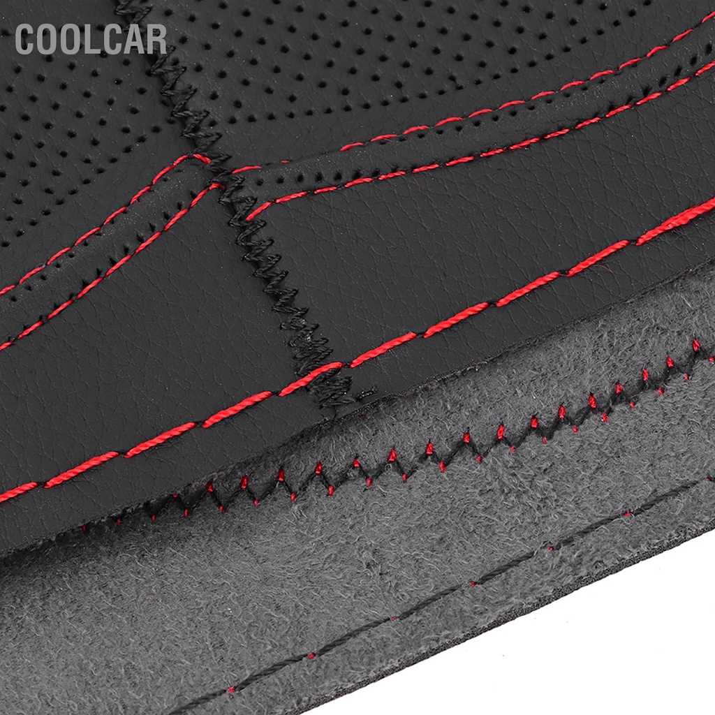 CoolCar Bọc Vô Lăng Da 38Cm/15in Khâu Tay Dập Nổi Bằng Kim Và Chỉ Đa Năng