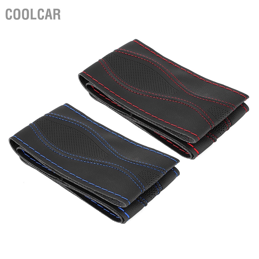 CoolCar Bọc Vô Lăng Da 38Cm/15in Khâu Tay Dập Nổi Bằng Kim Và Chỉ Đa Năng