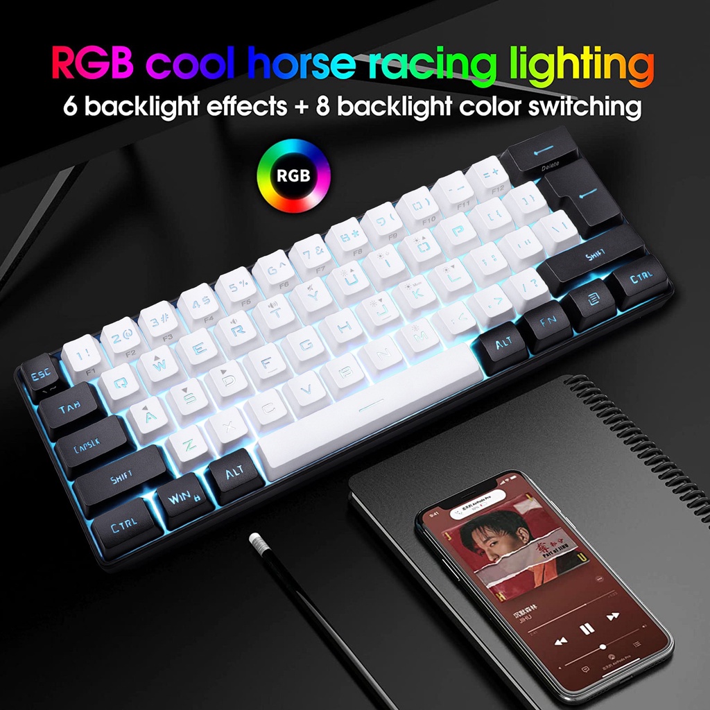 Bàn Phím Cơ Mini 61 Phím RGB Có Dây Dành Cho Văn Phòng