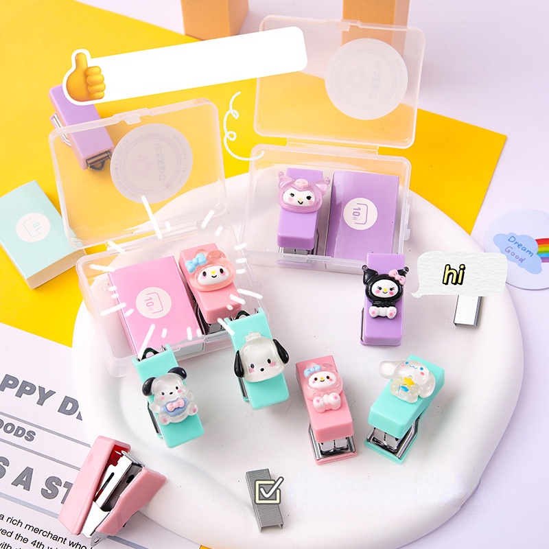 Dễ Thương Bộ Dụng Cụ Dập Ghim mini Họa Tiết Hoạt Hình Dành Cho Học Sinh