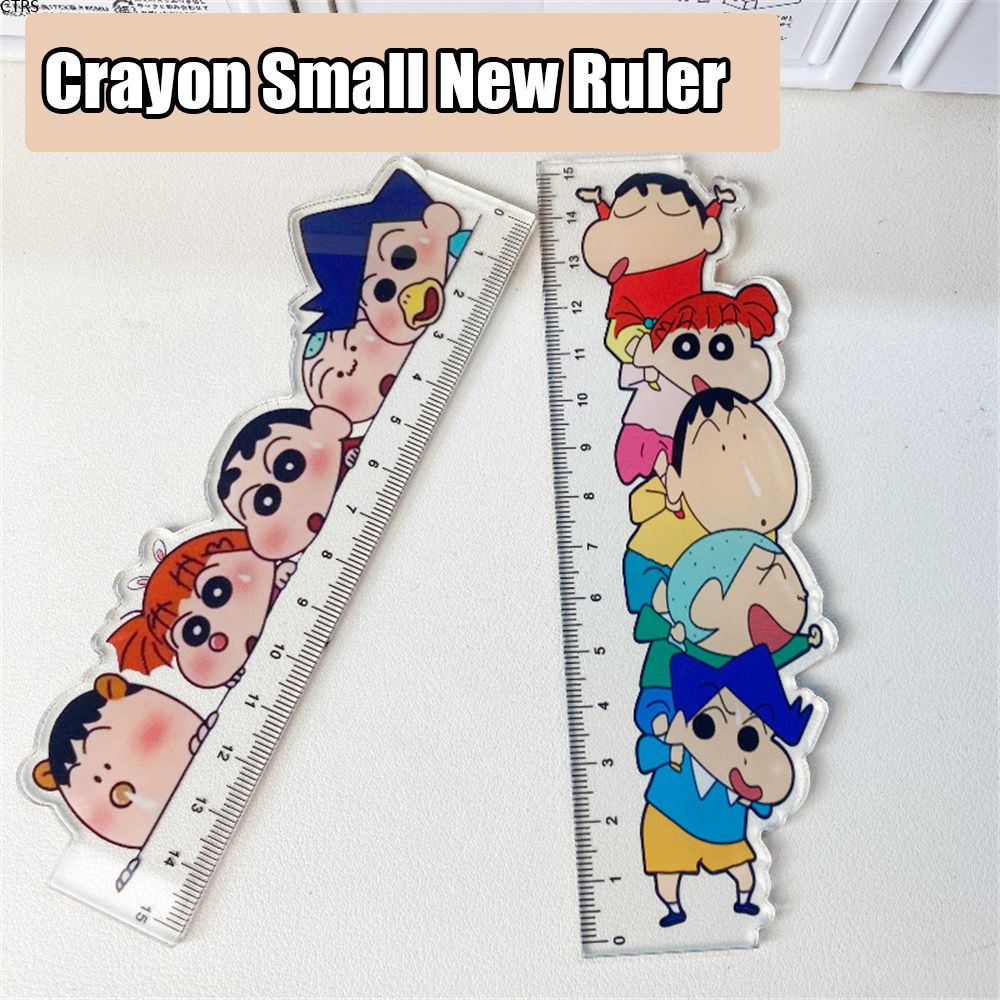 Thước kẻ hoạt hình Crayon Thước nhỏ mới Thước nhỏ siêu hot Cuốn sách nhỏ màu đỏ cùng một món đồ Nữ sinh Học sinh Đo tranh Thước có giá trị cao 15cm