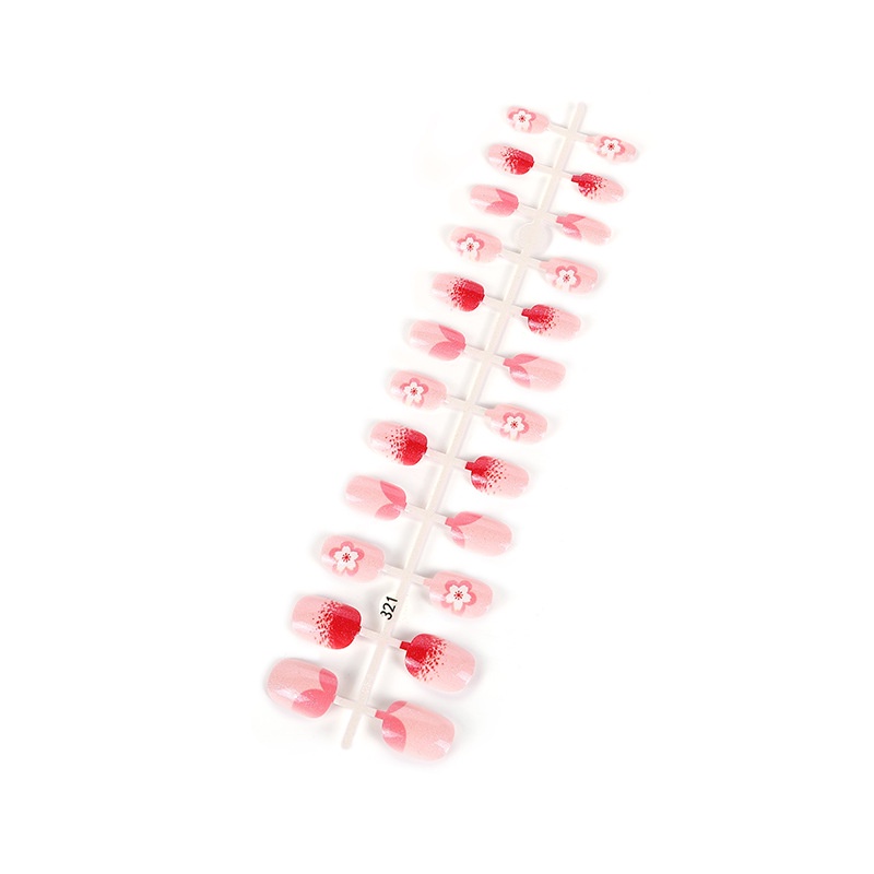 Bộ 24 Móng Tay Giả Họa Tiết Hoạt Hình Dễ Thương Cho Bé Gái