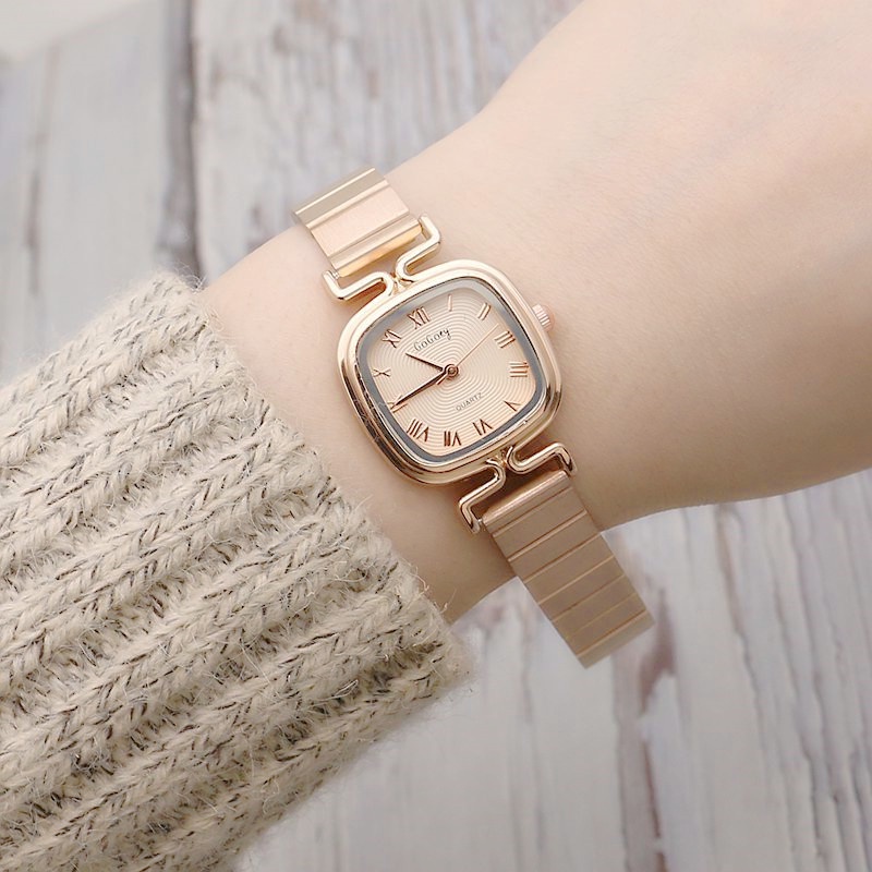 Đồng Hồ Đeo Tay Mặt Vuông Dây Ruy Băng Thời Trang Cho Nữ