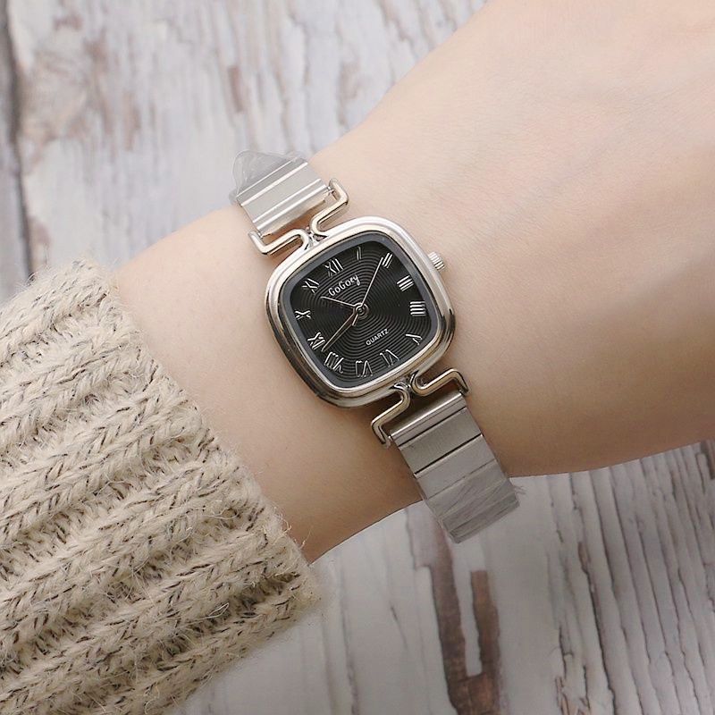 Đồng Hồ Đeo Tay Mặt Vuông Dây Ruy Băng Thời Trang Cho Nữ