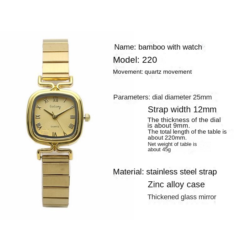 Đồng Hồ Đeo Tay Mặt Vuông Dây Ruy Băng Thời Trang Cho Nữ