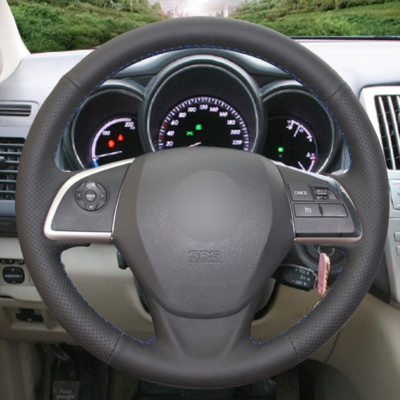 Vỏ Bọc Vô Lăng Bằng Da pu Màu Đen Thêu Tay Cho mitsubishi outlander 2013 2014 mirage 2014 asx l200 2015 2016