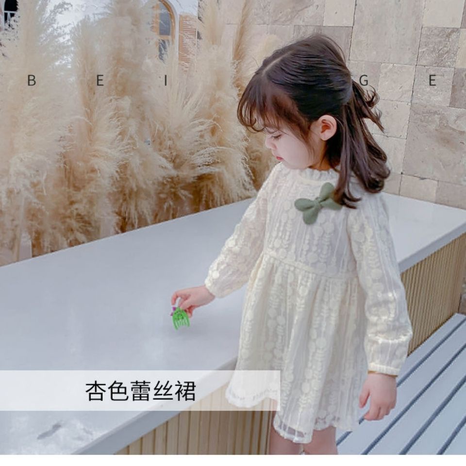 Đầm Công Chúa Tay Dài Màu Trơn Thoáng Khí Thời Trang Xuân Thu Phong Cách Hàn Quốc Cho Bé Gái