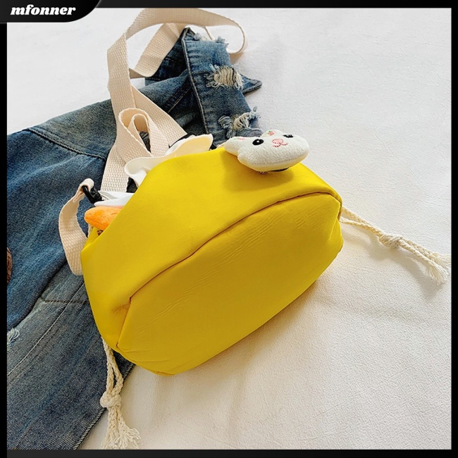 Túi bucket Đeo Vai / Đeo Chéo Có Dây Rút Đính Búp Bê Hoạt Hình Dễ Thương Cho Bé Gái