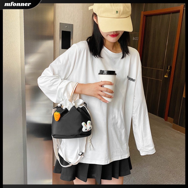 Túi bucket Đeo Vai / Đeo Chéo Có Dây Rút Đính Búp Bê Hoạt Hình Dễ Thương Cho Bé Gái