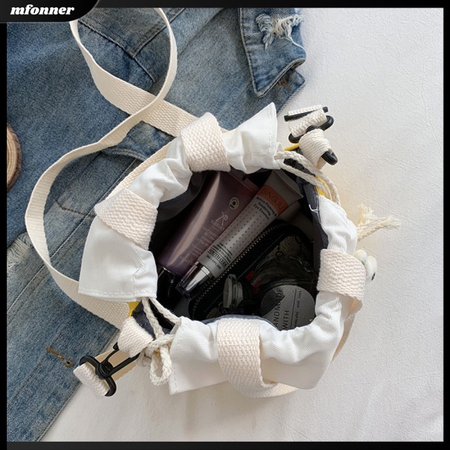 Túi bucket Đeo Vai / Đeo Chéo Có Dây Rút Đính Búp Bê Hoạt Hình Dễ Thương Cho Bé Gái