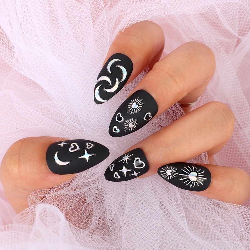Miếng Dán Móng Tay 3d diy Sáng Bóng / Phụ Kiện Cá Nhân Hóa Hình Mặt Trời Mặt Trăng Ngôi Sao Cho Nữ