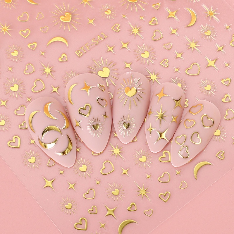 Miếng Dán Móng Tay 3d diy Sáng Bóng / Phụ Kiện Cá Nhân Hóa Hình Mặt Trời Mặt Trăng Ngôi Sao Cho Nữ